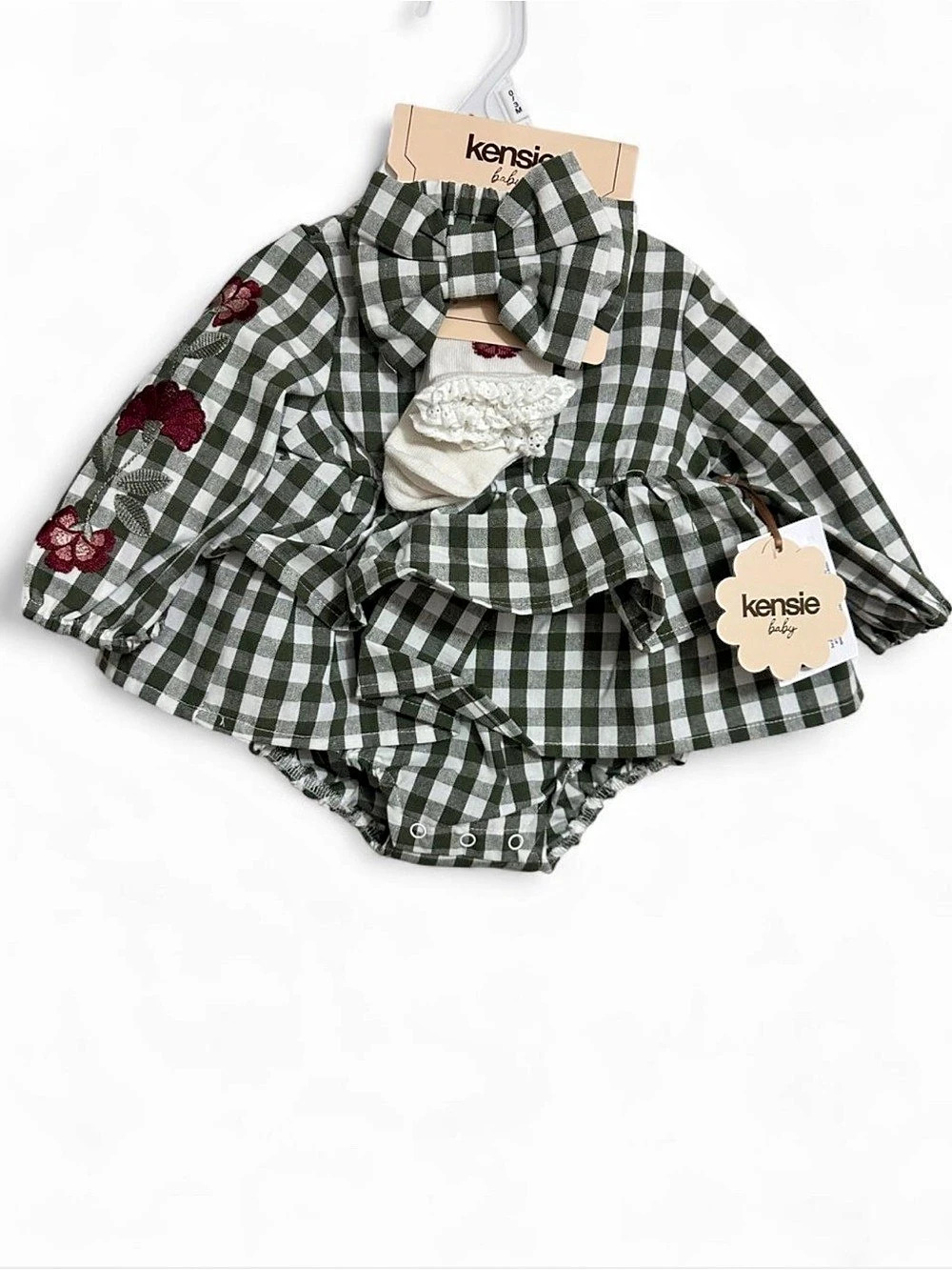 Kensie Baby Gingham Dress Set NWT